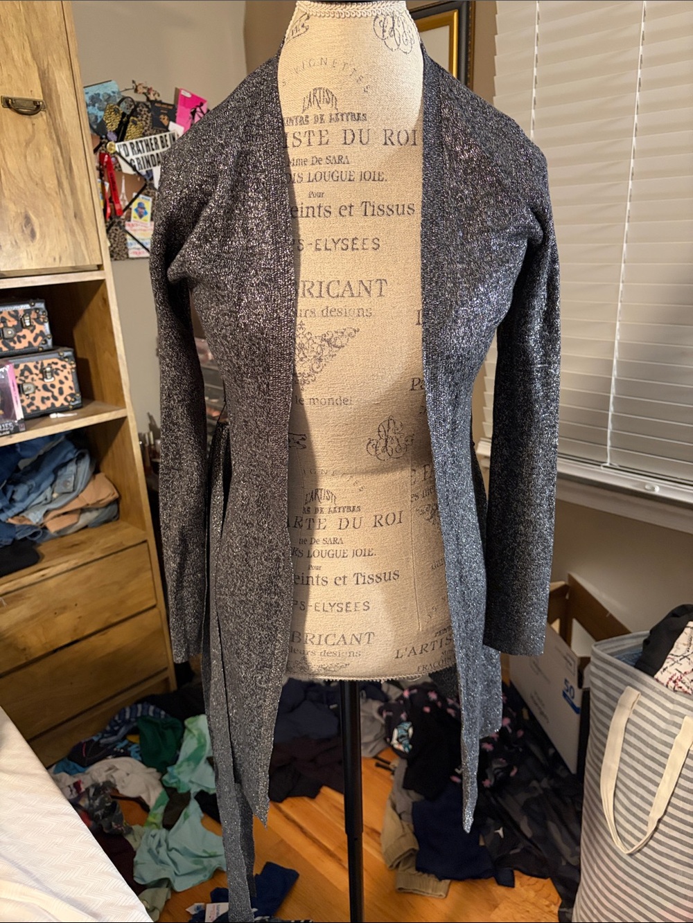 White House Black Market Open-Front Metallic Cardigan Sweater - XS NwT